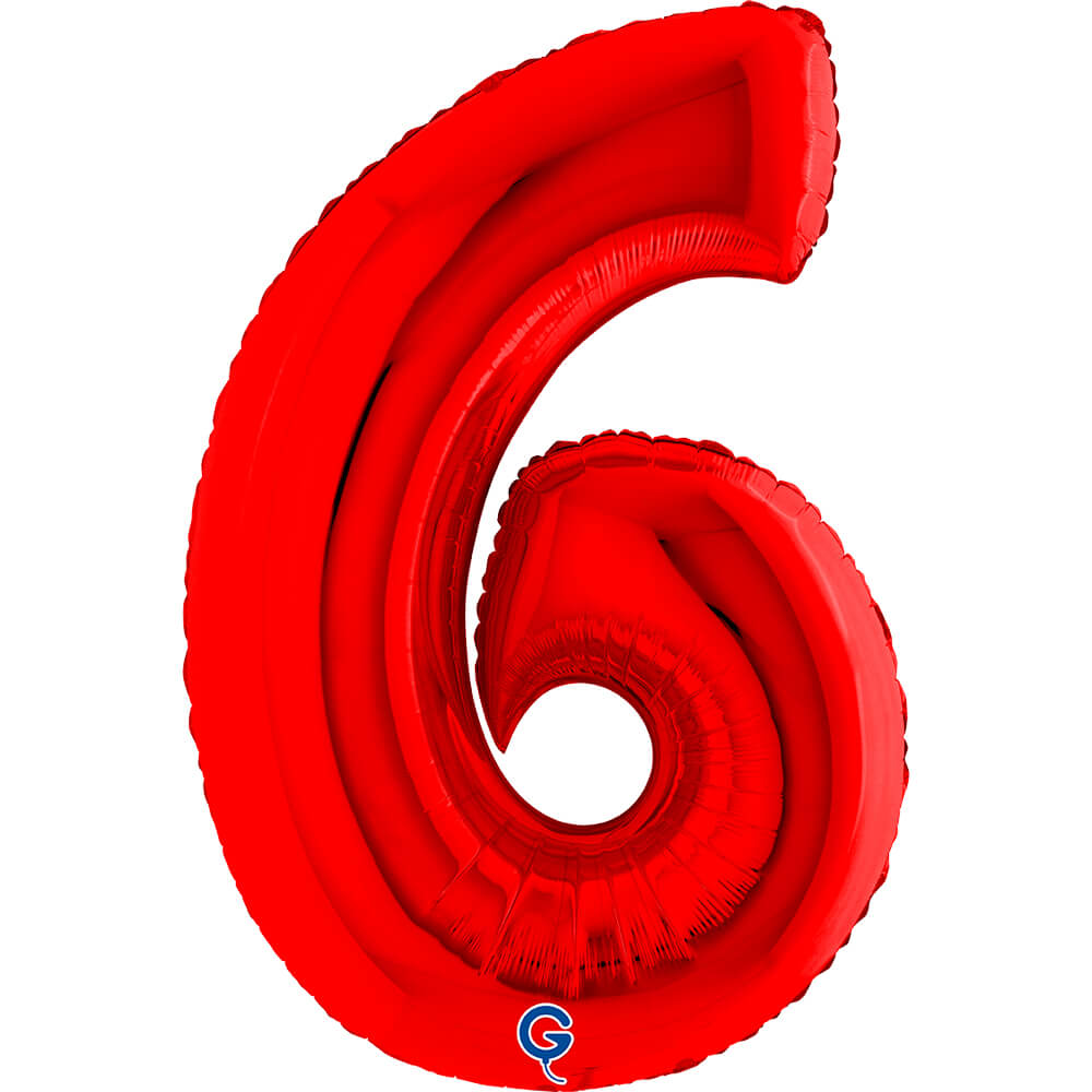 40 Inch Red Number 6 Supershape Balloon