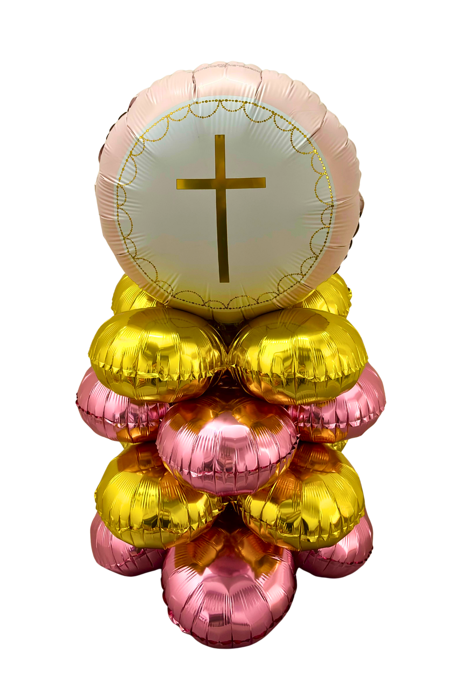 Elegant Cross Communion Arrangement (Pink & Gold)