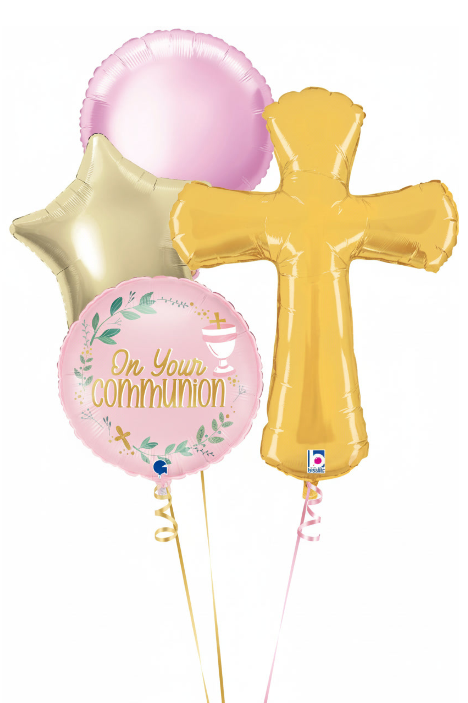 Pink Communion Balloon Cross Bouquet