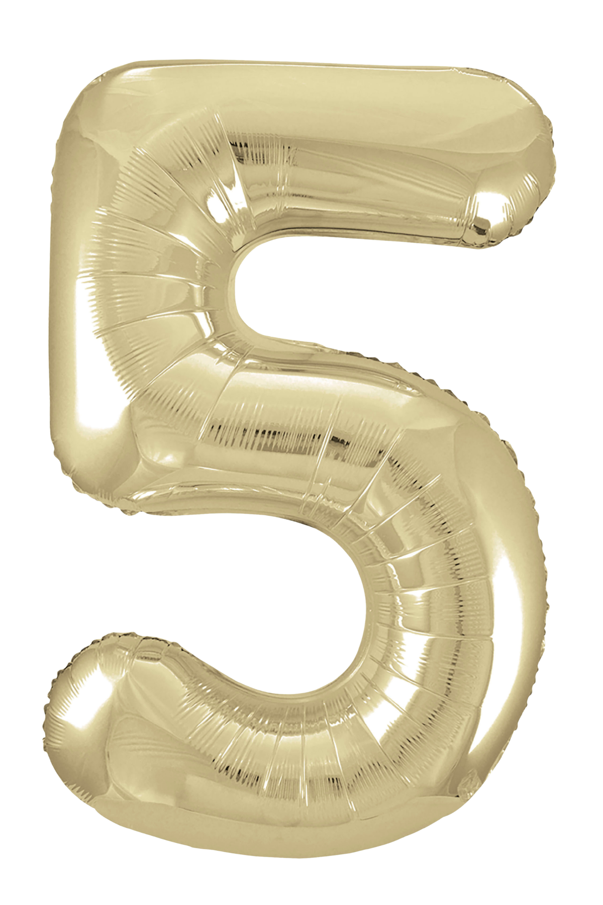Gold number 5 balloon on a white background
