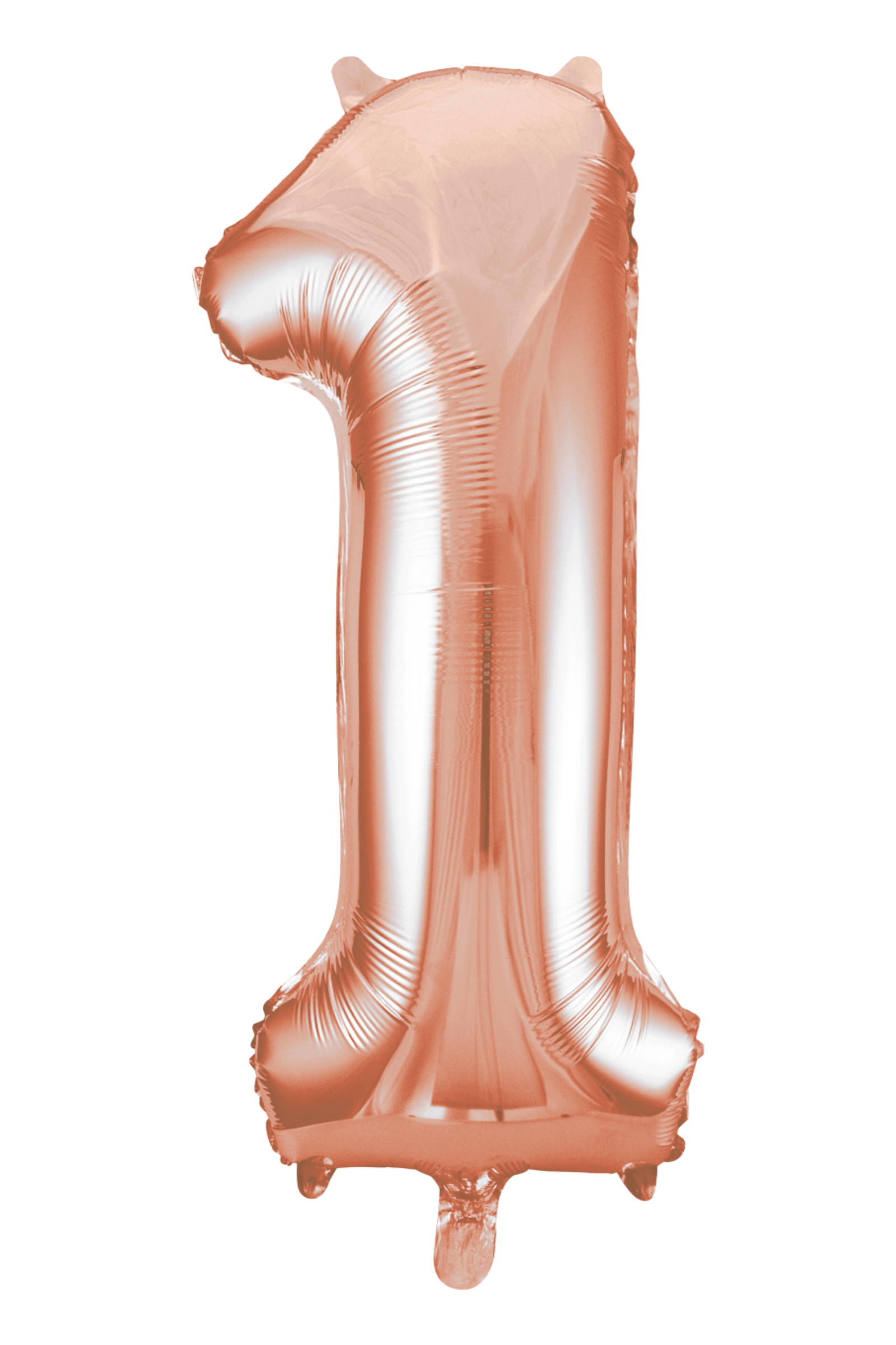 Rose gold number 1 balloon on a white background