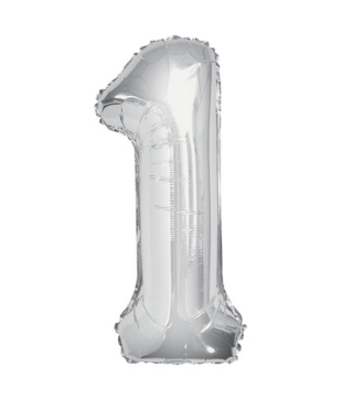 Silver Number Balloon - 34 Inch - Number 1