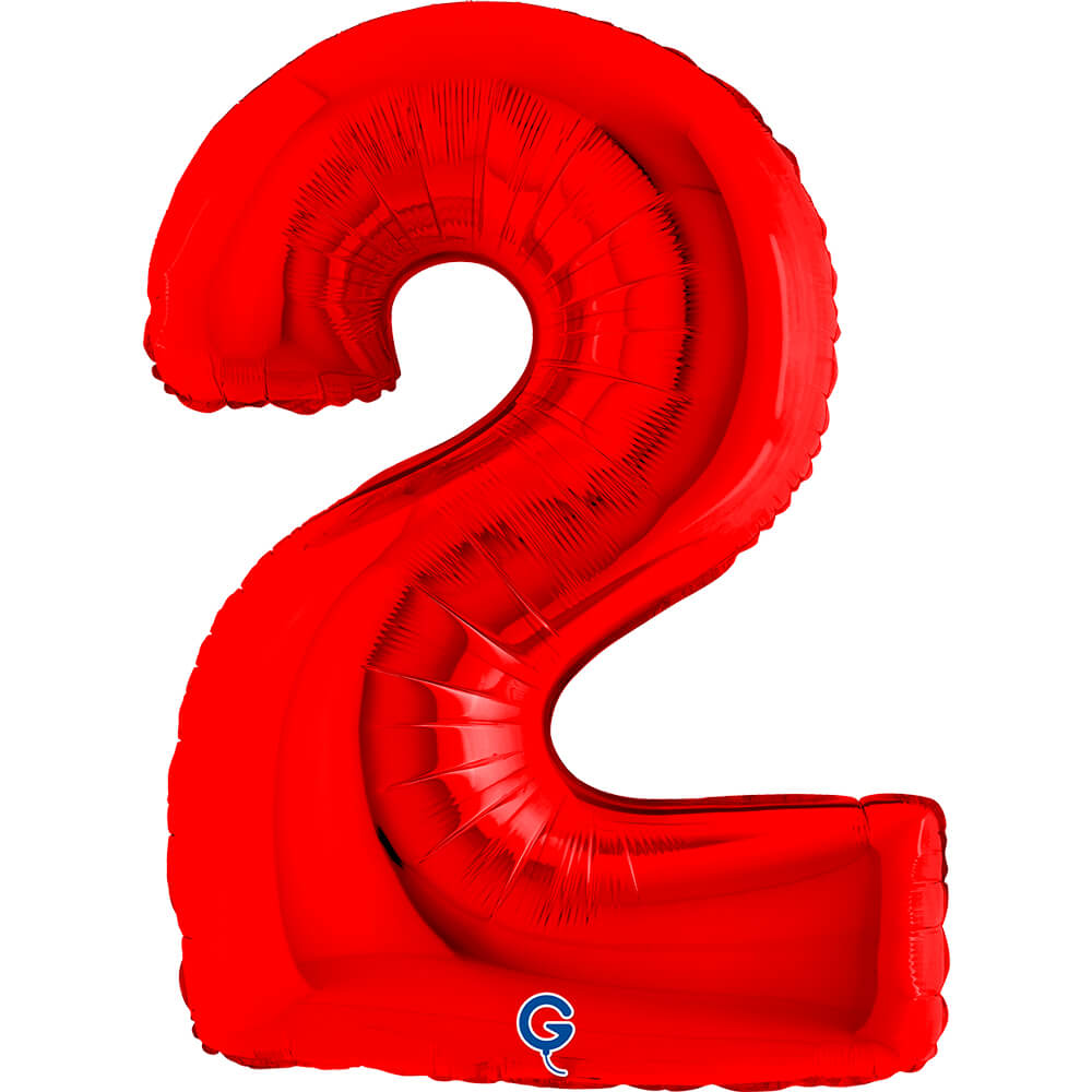 40 Inch Red Number 2 Supershape Balloon