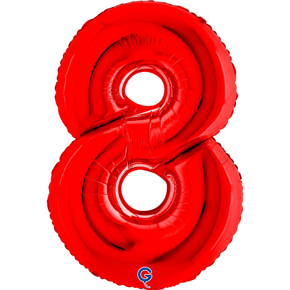 40 Inch Red Number 8 Supershape Balloon