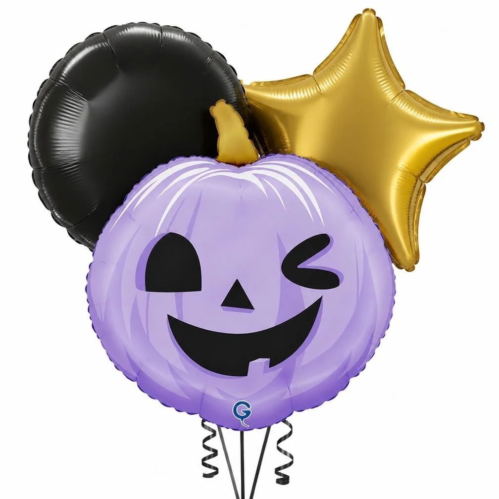 Lilac Funny Pumpkin Foil Balloon Bouquet
