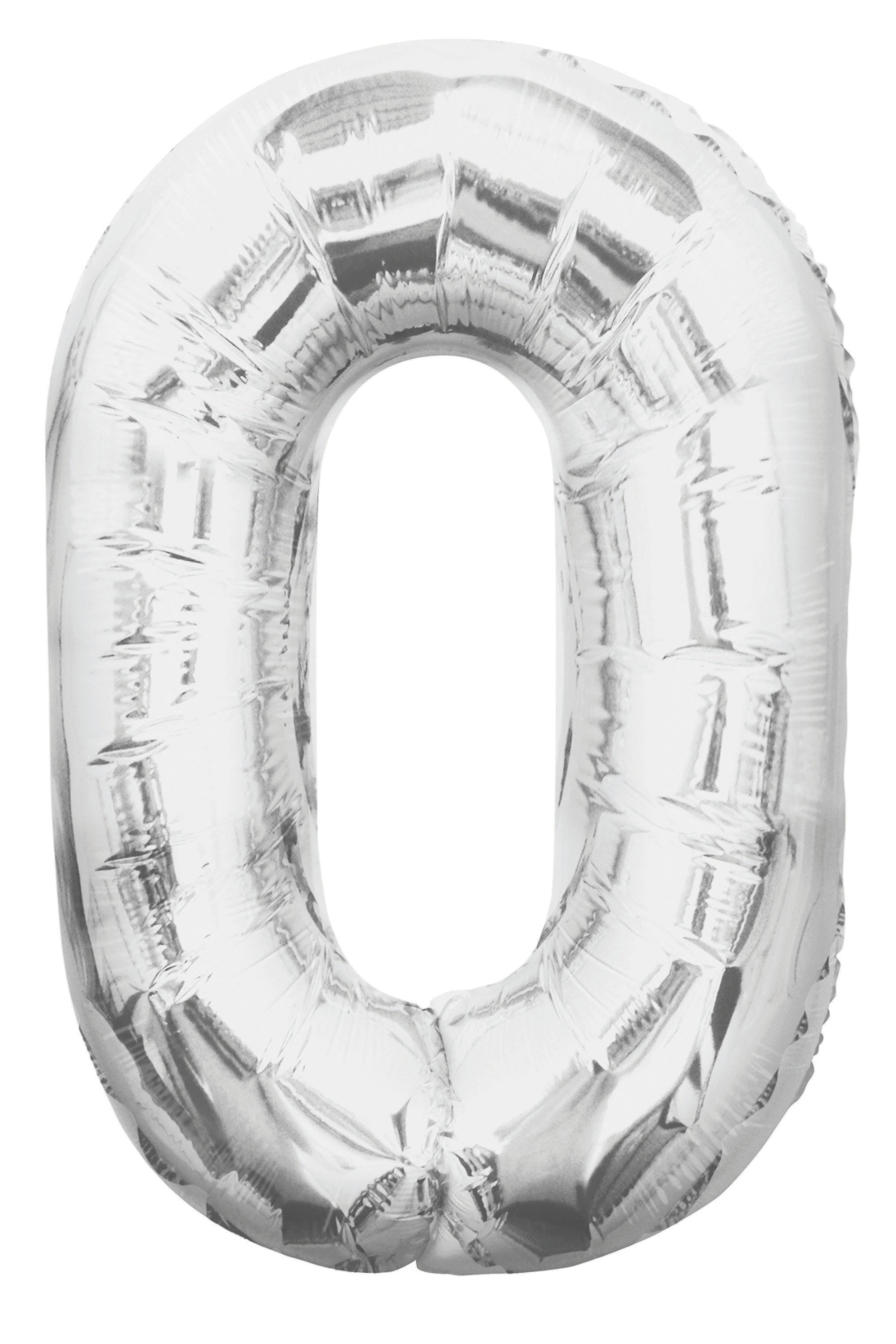 Silver number 0 balloon on a white background