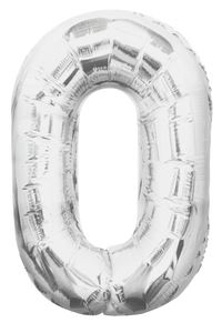 Silver number 0 balloon on a white background