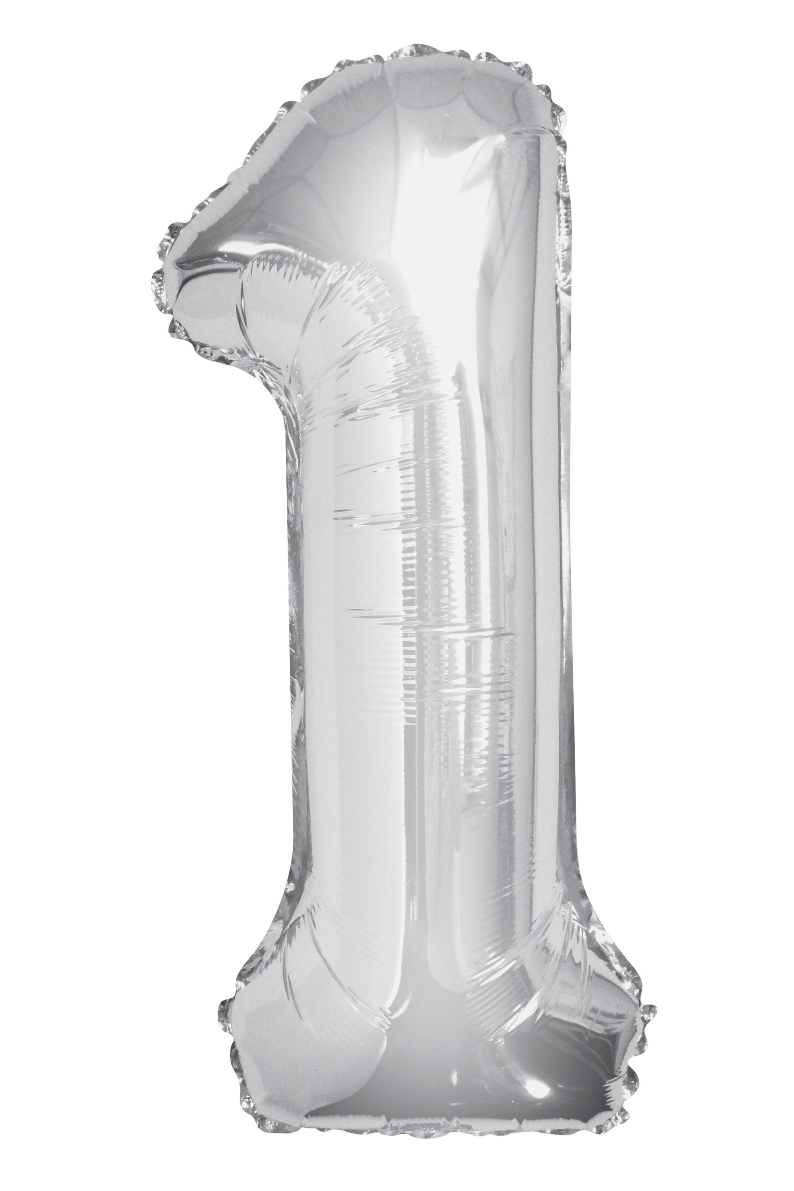 Silver number 1 balloon on a white background