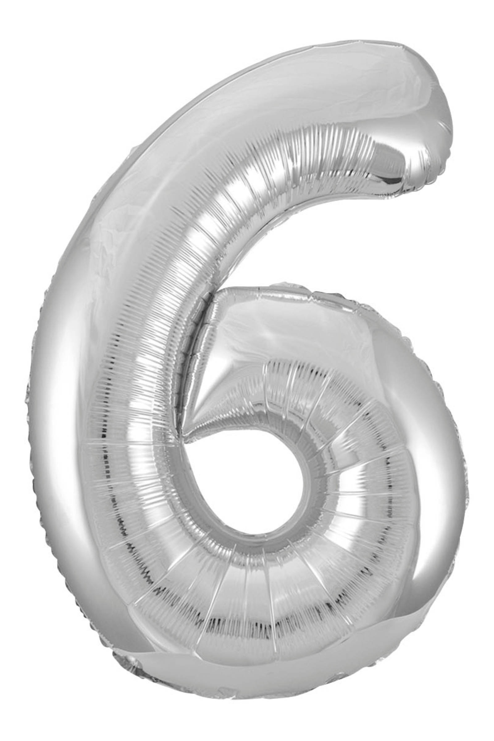 Silver number 6 balloon on a white background
