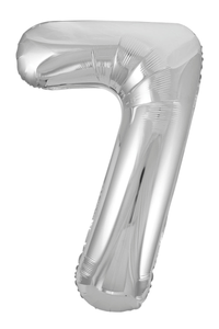 Silver number 7 balloon on a white background
