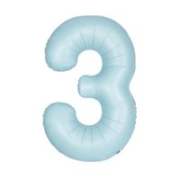 34 Inch Baby Blue Number 3 Supershape Balloon