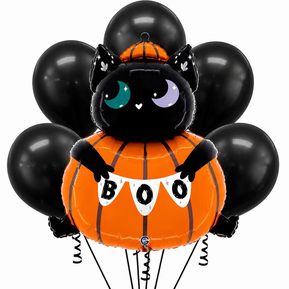 Pumpkin Cat Latex Balloon Bouquet