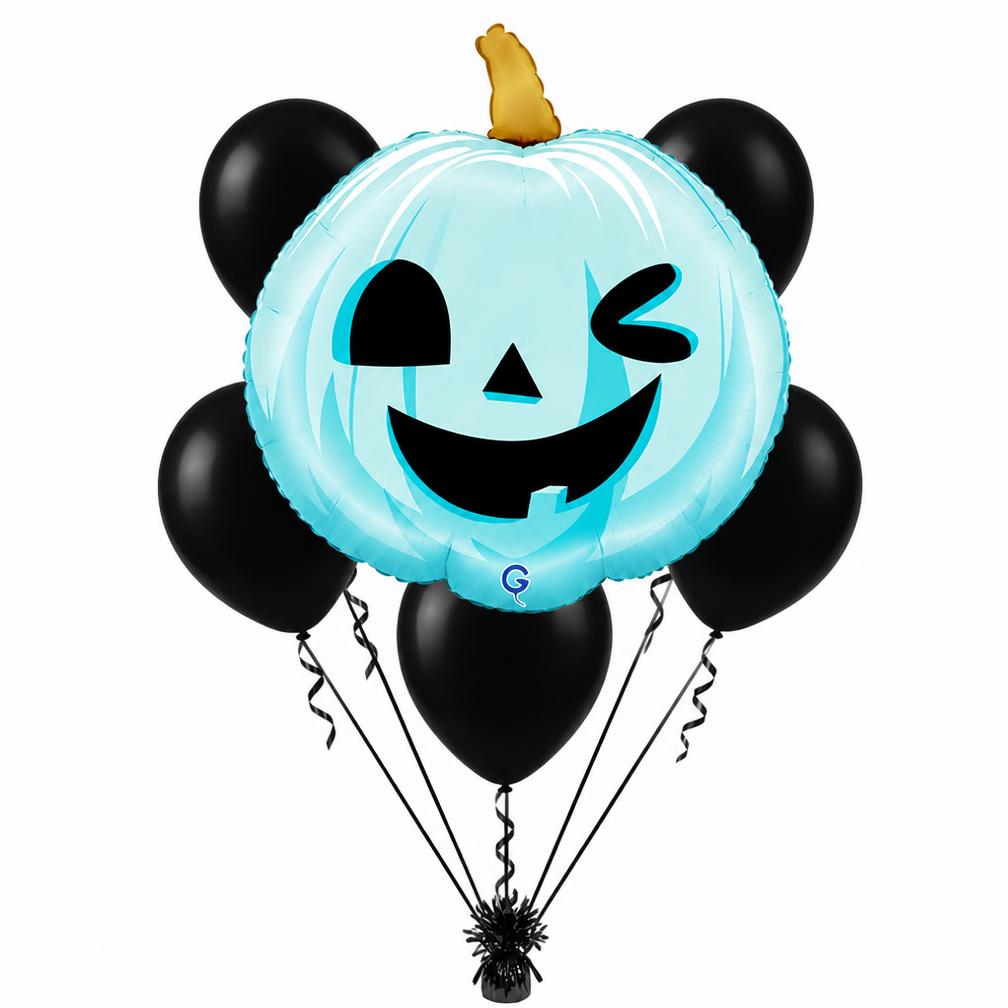 Blue Funny Pumpkin Latex Balloon Bouquet