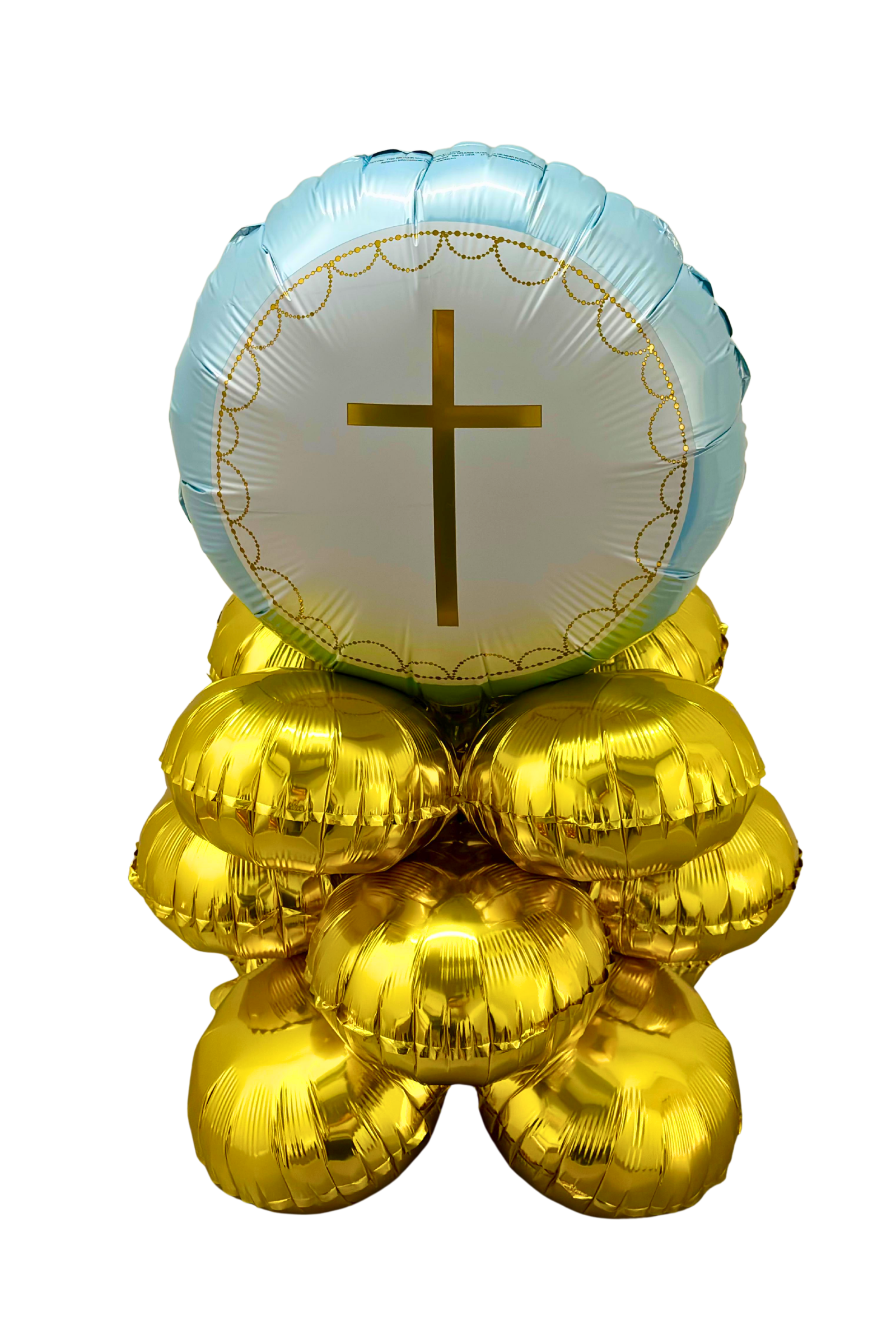 Elegant Cross Communion & Confirmation Arrangement (Blue & Gold)