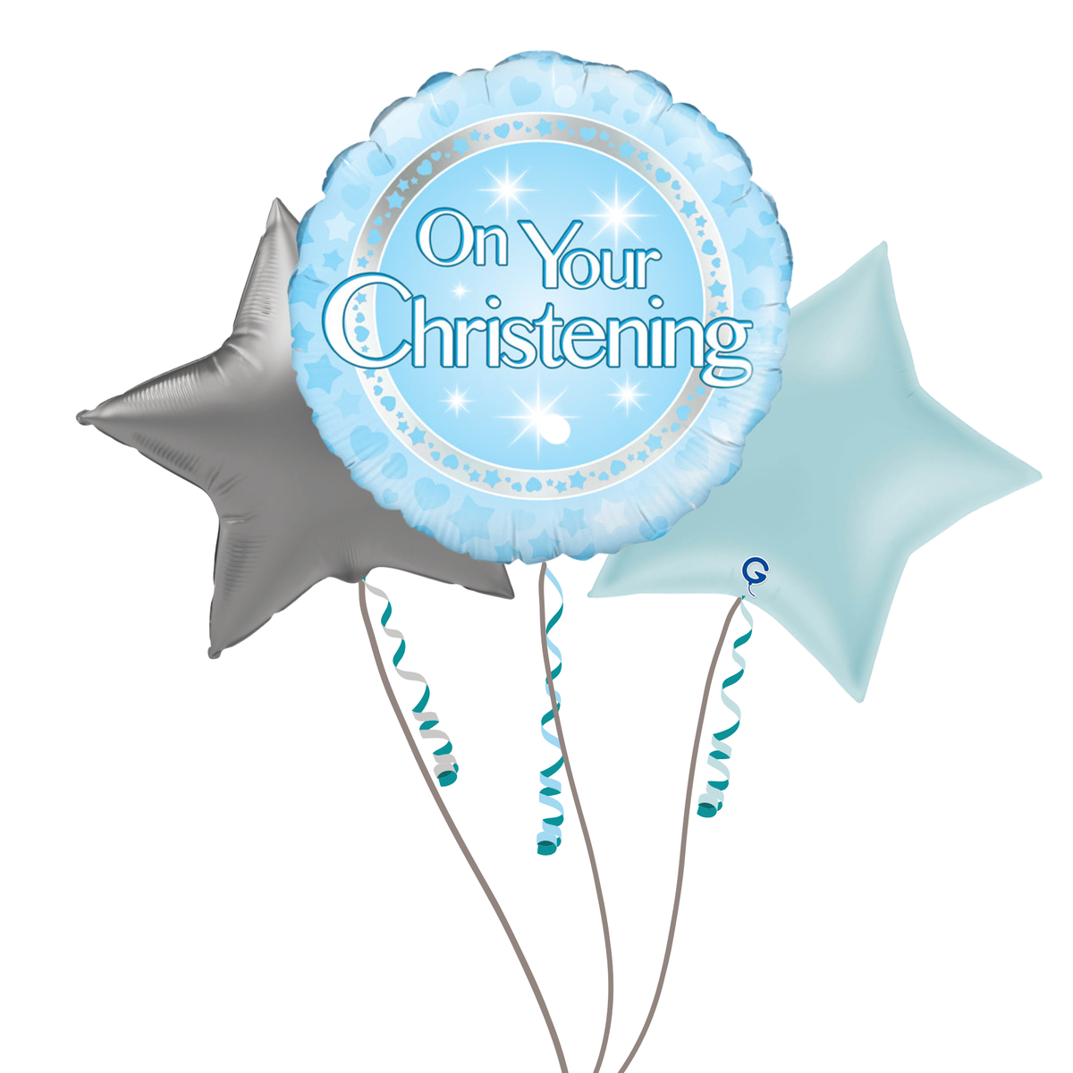 Boy Christening Balloon Trio Bouquet
