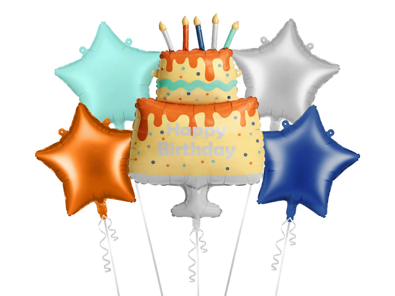 Colourful Cake Happy Birthday Balloon Bouquet
