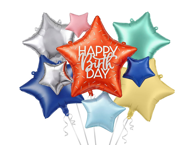 Happy Birthday Stars Foil Balloon Bouquet