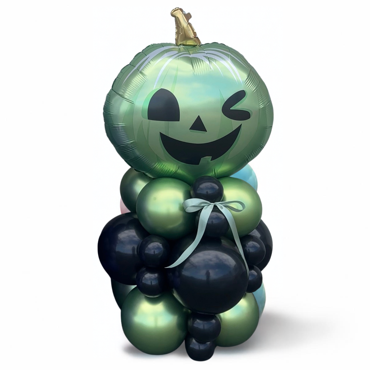 Green Pumpkin Halloween Balloon Stack