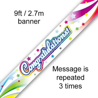 9FT BANNER CONGRATULATIONS SWIRL