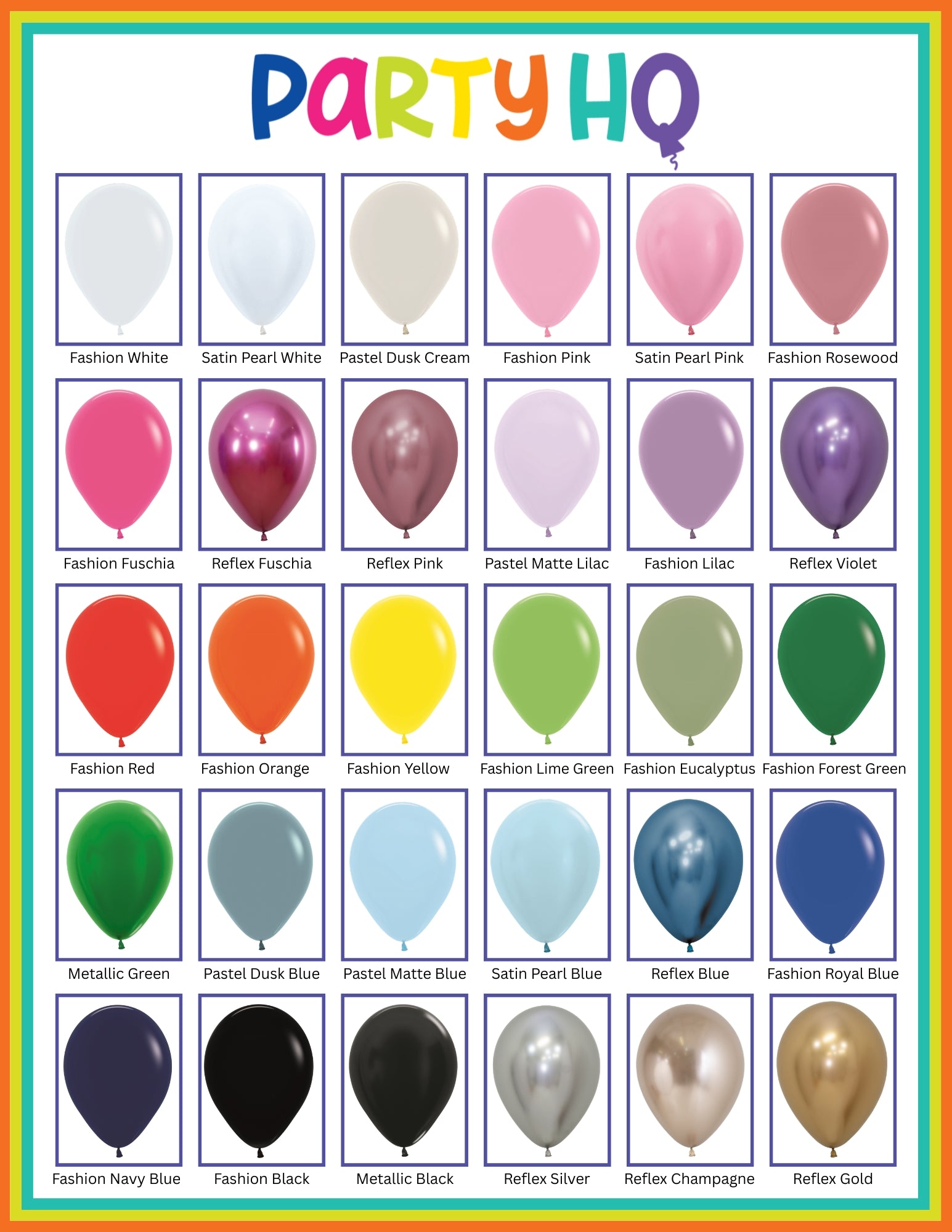 latex balloon color menu