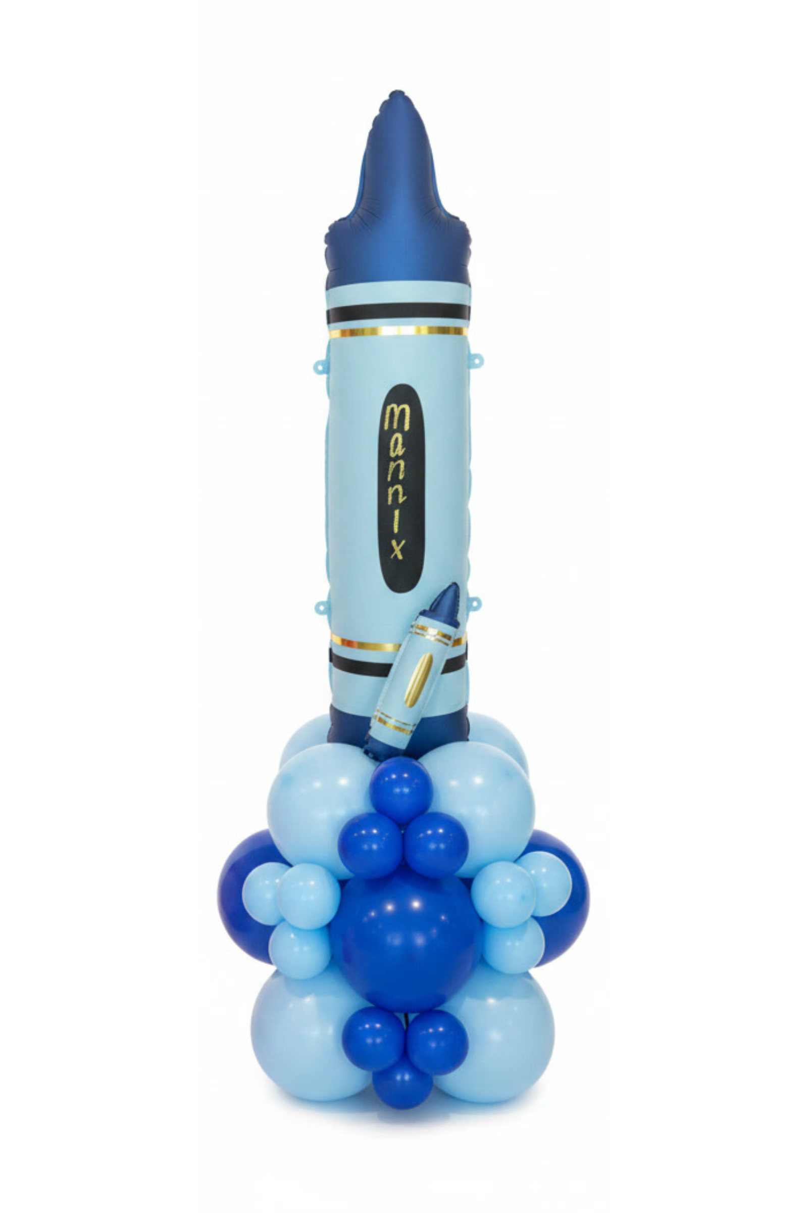 Personalised Crayon Balloon Tower- Blue