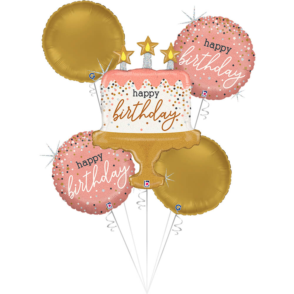 Rose Gold B-Day 5 Balloon bouquet
