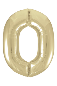Gold number 0 balloon on a white background
