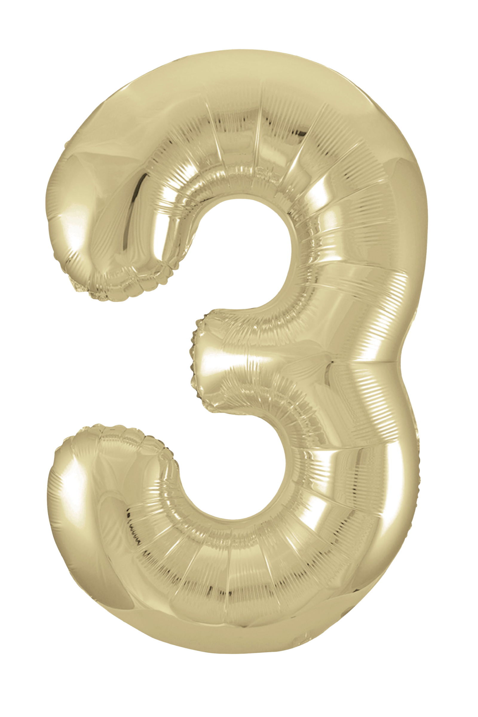 Gold number 3 balloon on a white background