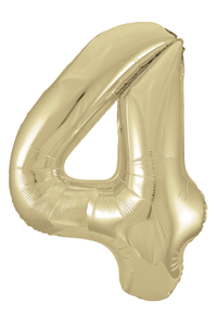 Gold number 4 balloon on a white background