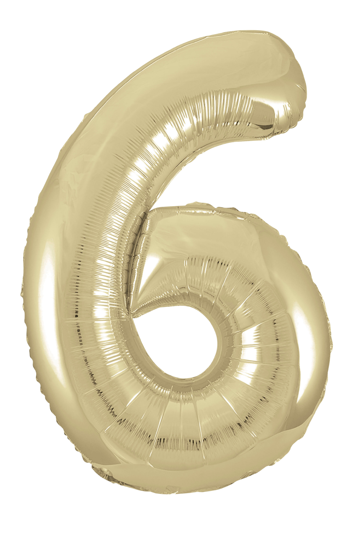 Gold number 6 balloon on a white background
