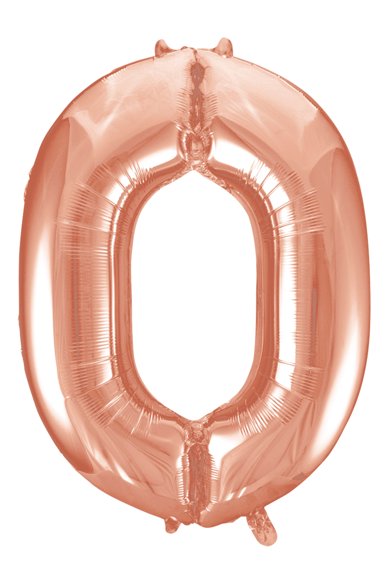 Rose gold number 0 balloon on a white background
