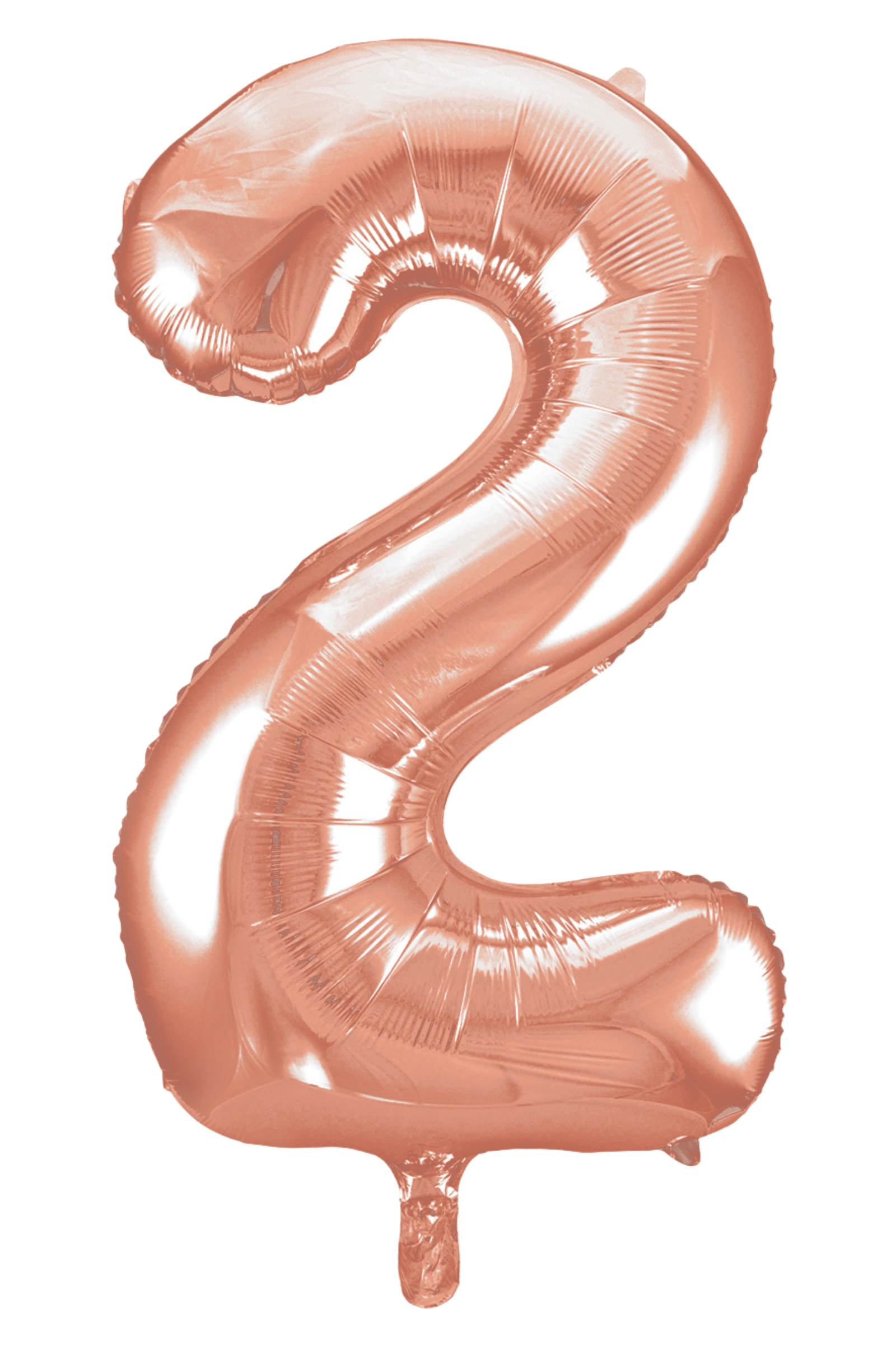 Rose gold number 2 balloon on a white background