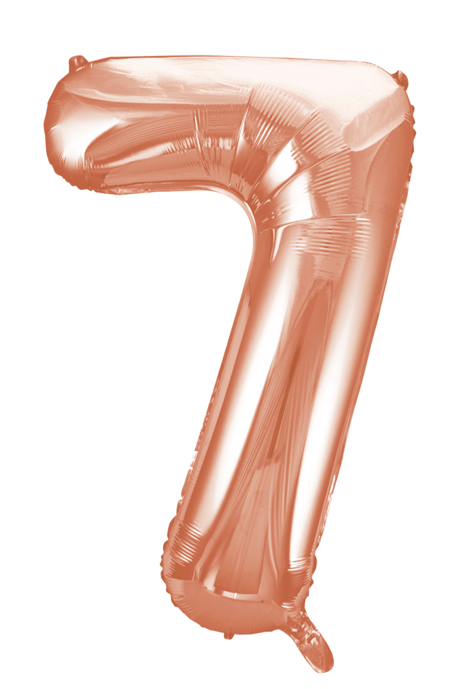Rose gold number 7 balloon on a white background